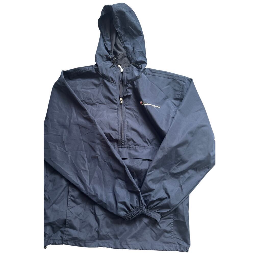 Champion Packable Windbreaker Jacket Navy Blue Men’s Size‎ M Half Zip Pullover